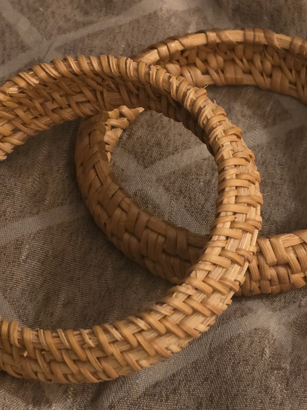 Woven Rattan Bangle Bracelet - Natural Tan 2pc-NEW!